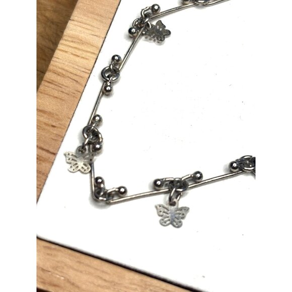 Silver Butterfly Charm Anklet With Adjustable Chain For Women - Picture 5 of 8